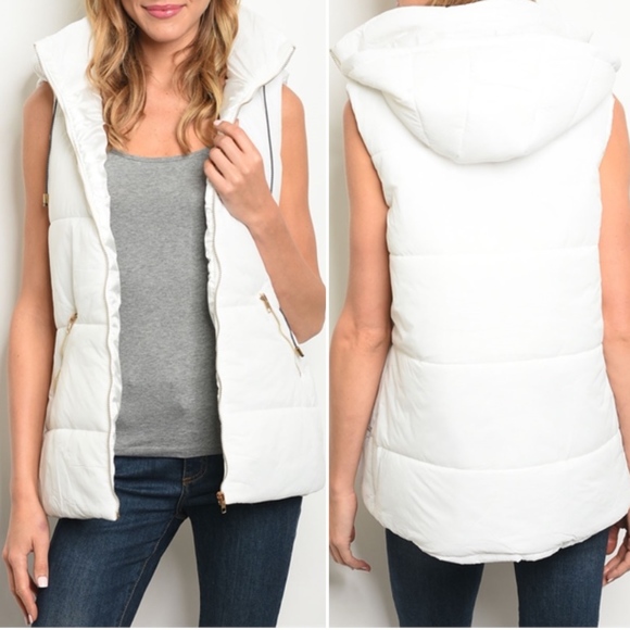 OLIVE PUFFER VEST WITH HOOD! - Picture 4 of 4